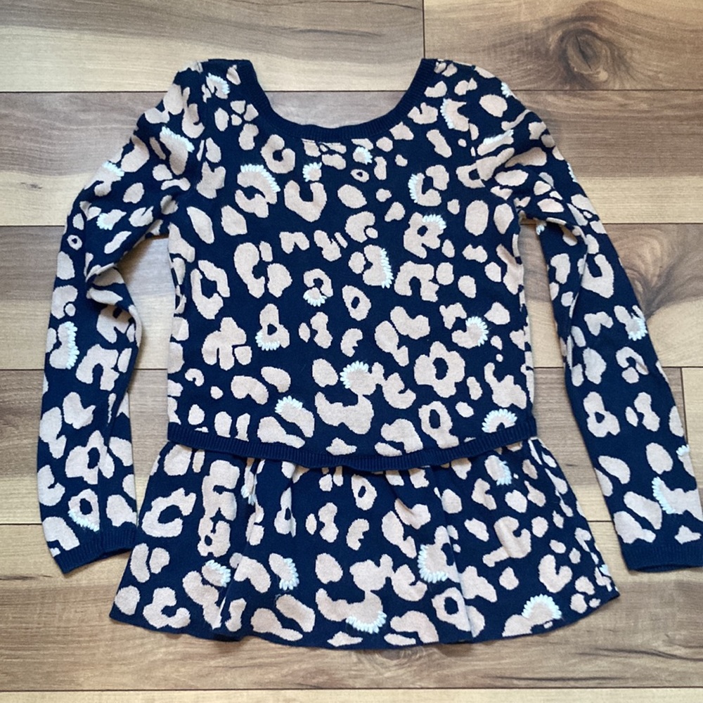 Moth leopard print peplum cotton blend sweater. Size XS - Picture 7 of 7